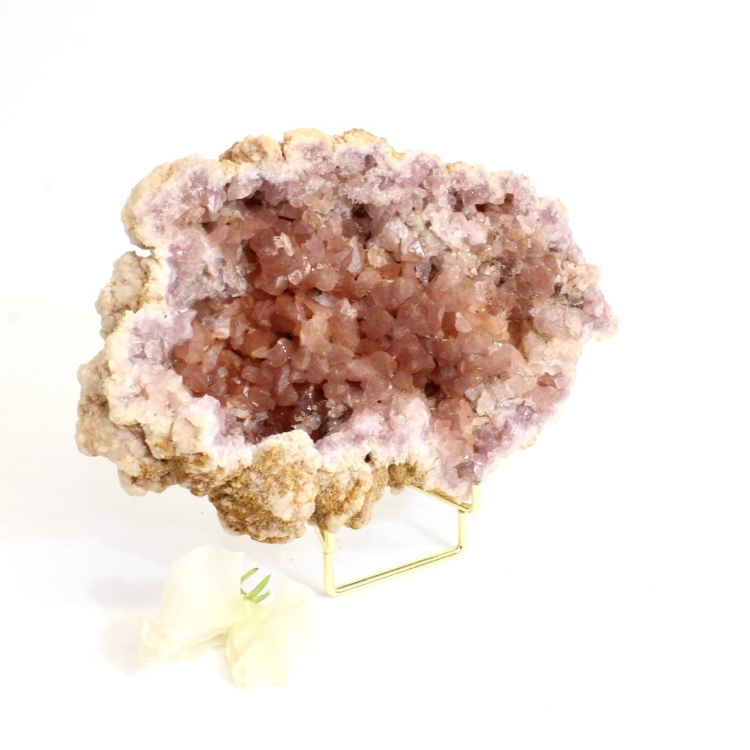 Large pink amethyst crystal cluster on stand | ASH&STONE Crystals