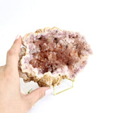 Large pink amethyst crystal cluster on stand | ASH&STONE Crystals