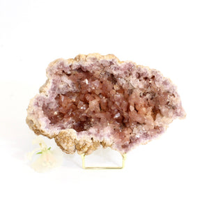 Large pink amethyst crystal cluster on stand | ASH&STONE Crystals