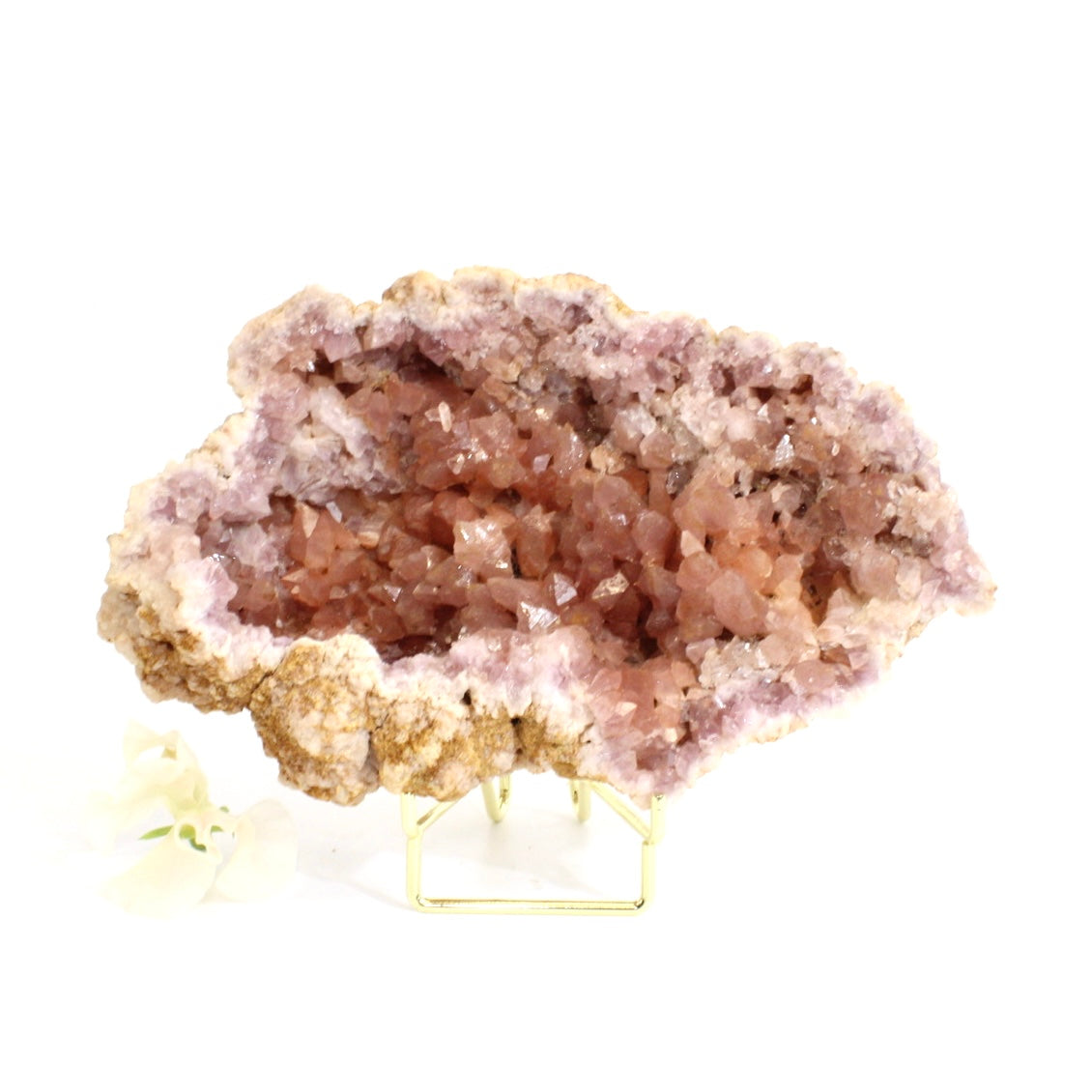 Large pink amethyst crystal cluster on stand | ASH&STONE Crystals