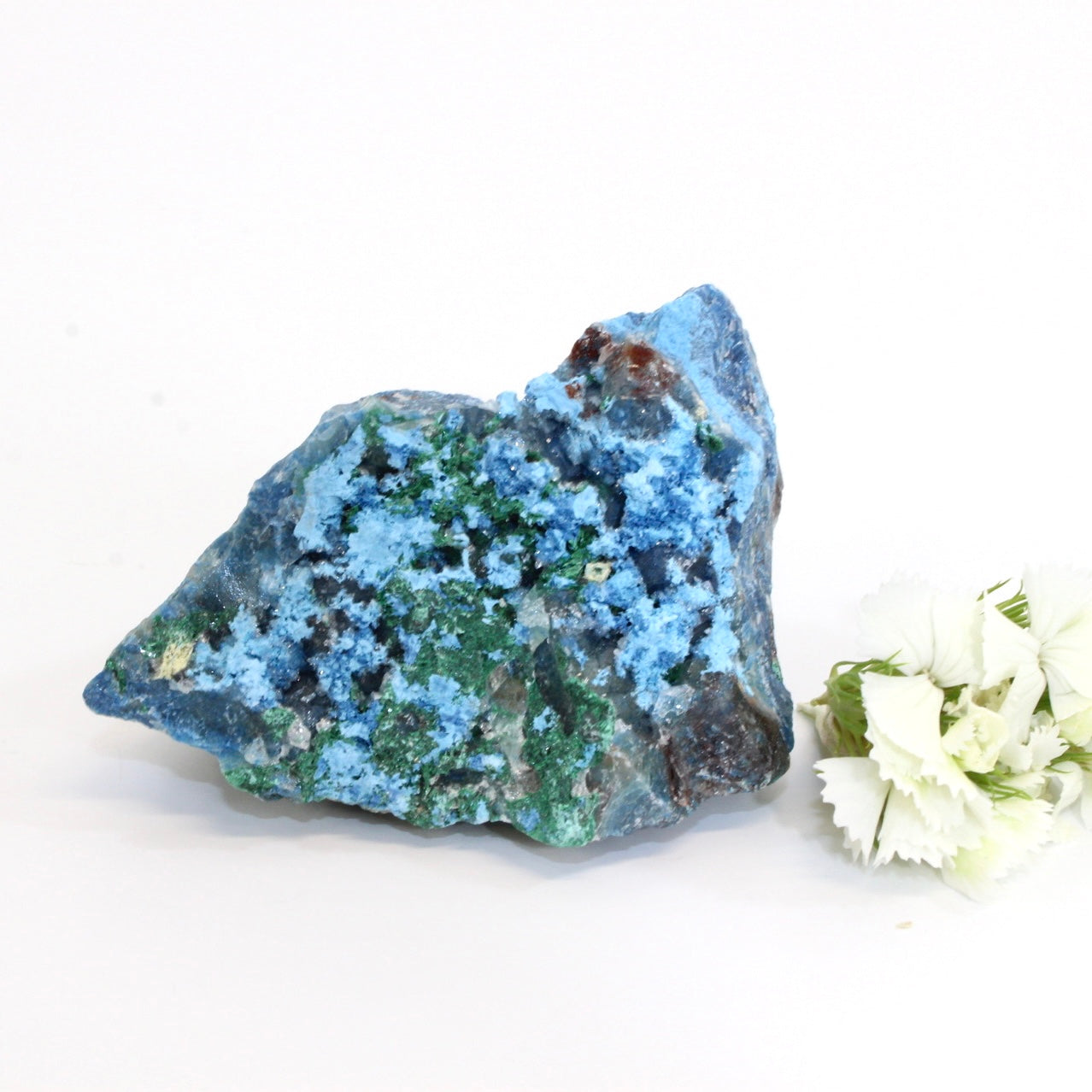 Quantum quattro crystal chunk with dioptase formations | ASH&STONE Crystals Shop 