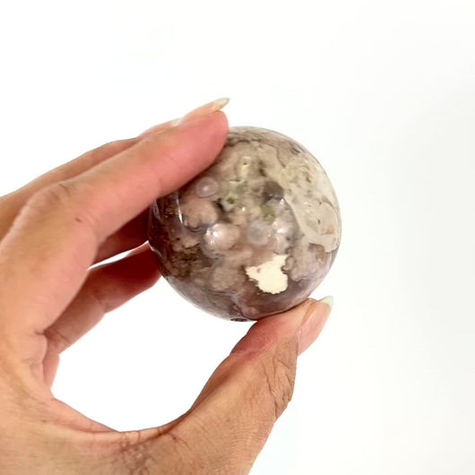 Crystals NZ: Flower agate polished crystal sphere