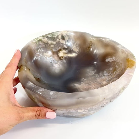 Extra large flower agate crystal polished bowl 5.02kg | ASH&STONE Crystals Shop Auckland NZ