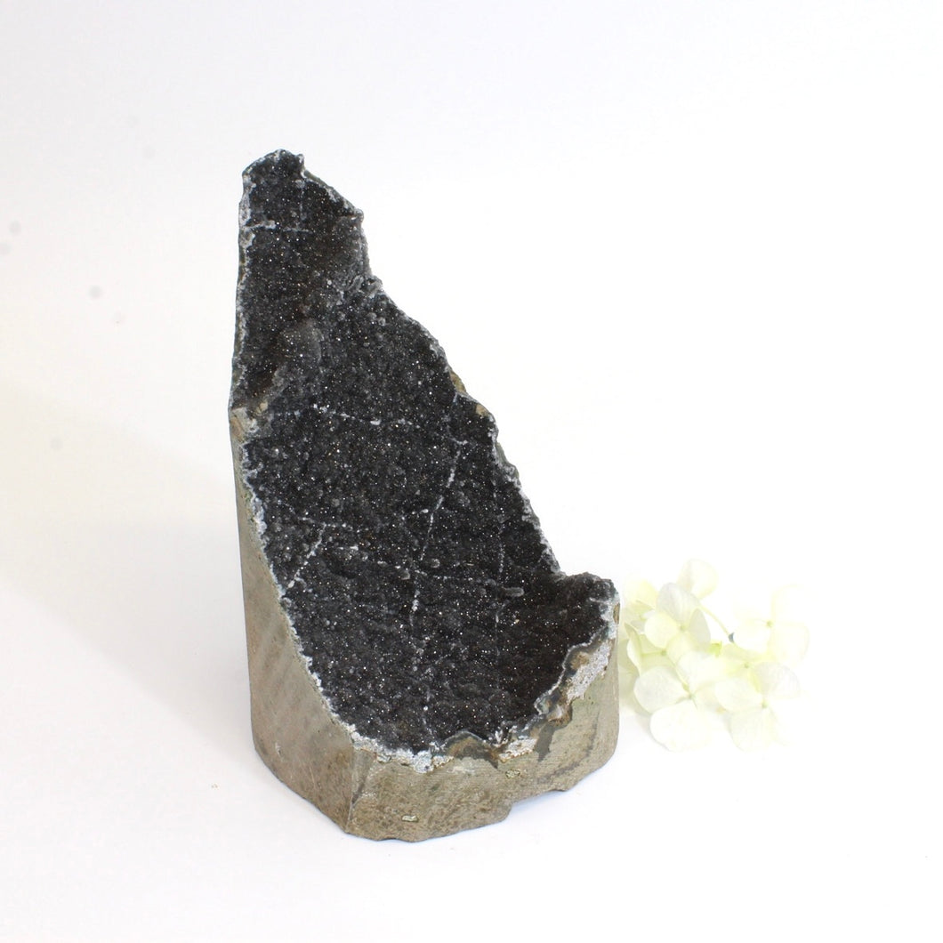 Large black amethyst crystal druzy with cut base | ASH&STONE Crystals Shop Auckland NZ