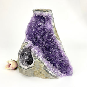 Large Crystals NZ: Large amethyst crystal cluster with black amethyst cave