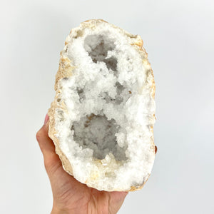Large crystals NZ: Large clear quartz crystal geode half 1.97kg