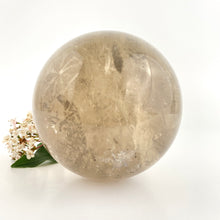 Load image into Gallery viewer, Large crystals NZ: Large smoky quartz crystal sphere on LED lamp base
