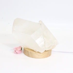Large clear quartz crystal chunk on LED lamp base 2.09kg | ASH&STONE Crystals Auckland NZ