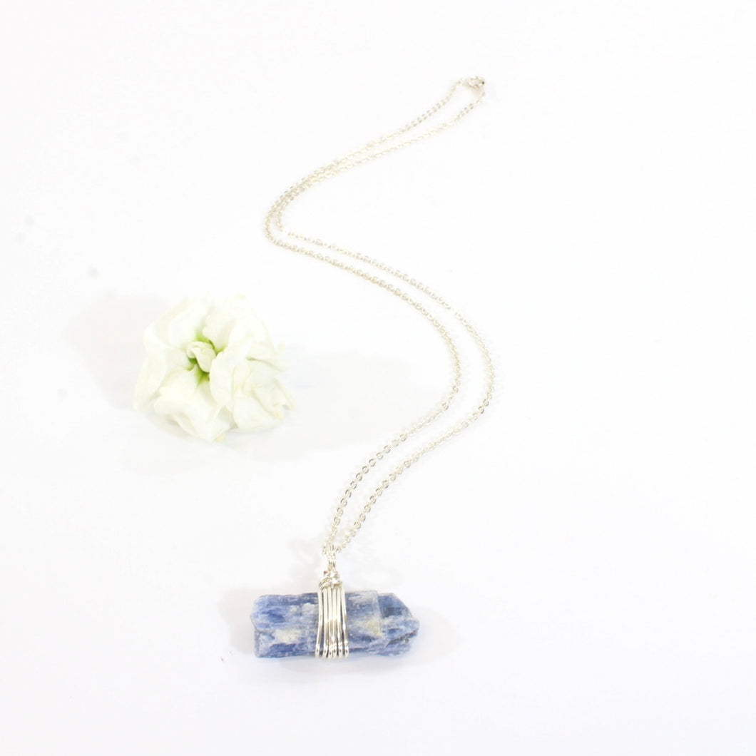 NZ-made bespoke kyanite crystal pendant with 18