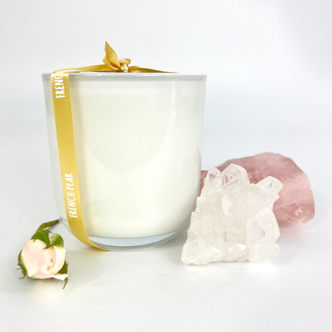 Xmas Gift Ideas NZ: Bespoke candle & crystal gift pack: French Pear